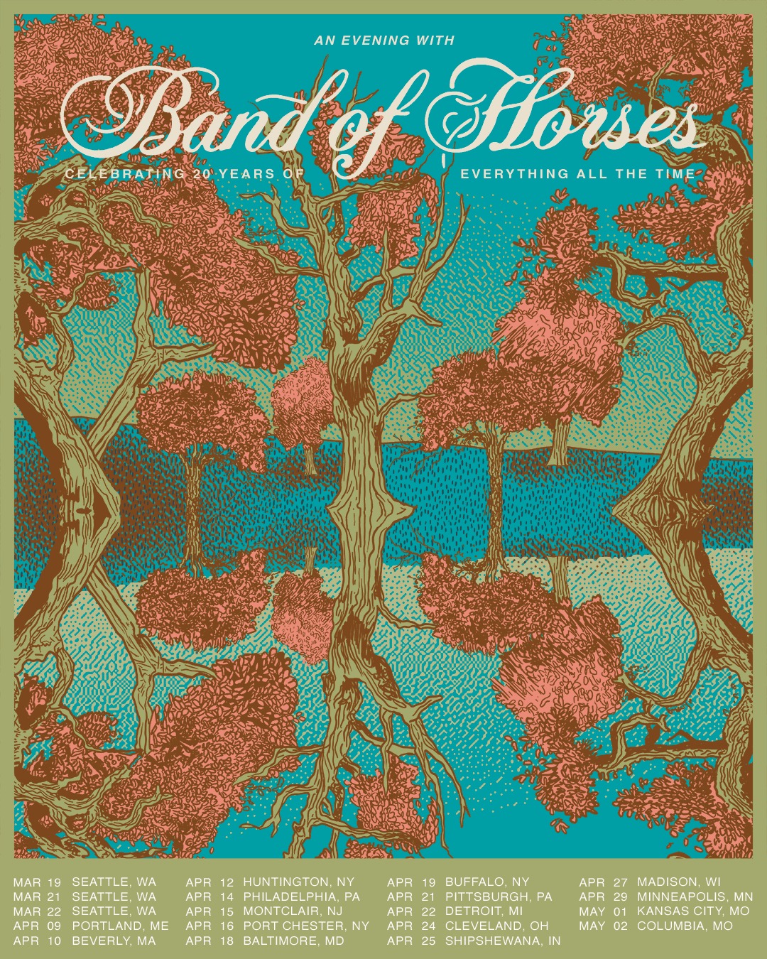 Band of Horses Everything All The Time Tour Poster 2026