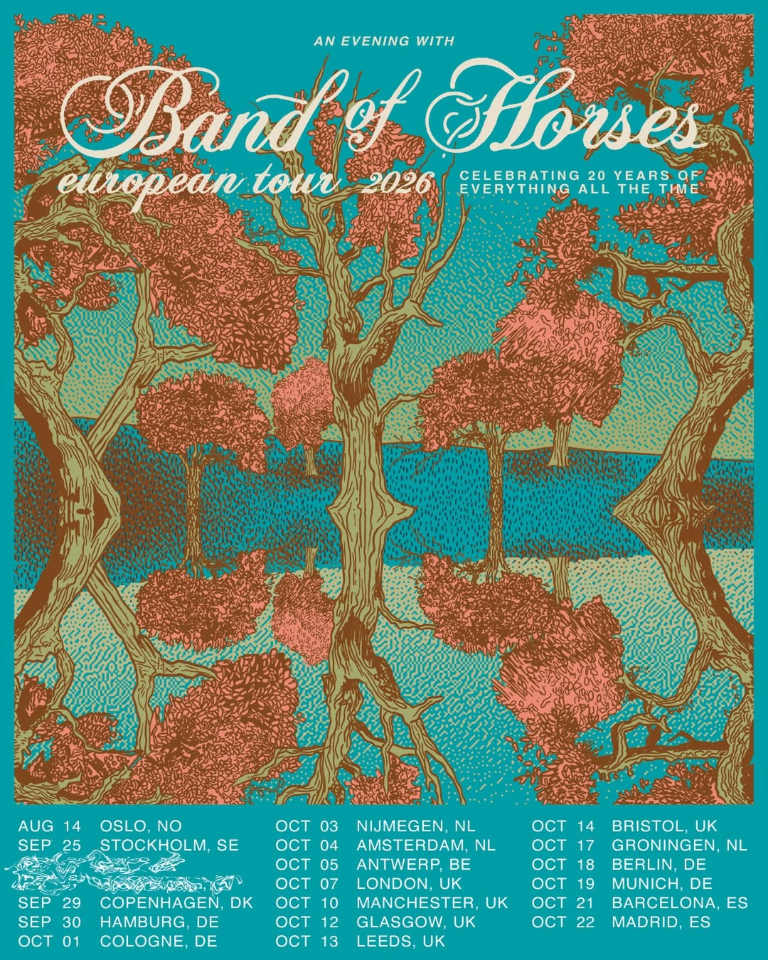 Band of Horses Everything All The Time Tour Poster 2026